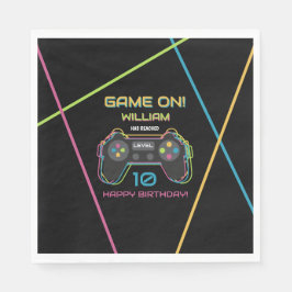 Guardanapo De Papel Teen Gaming Gamer Video Game Player Neon Birthday