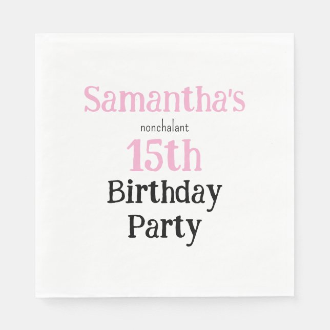 Guardanapo De Papel Teen Nonchalant Birthday Party Invitation (Frente)