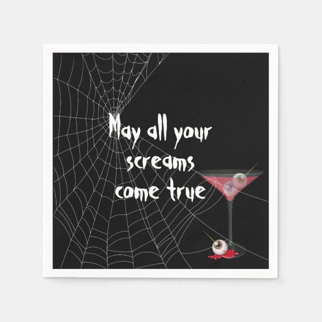 Guardanapo De Papel Teia de Aranha de Halloween com Martini de Olho (Frente)