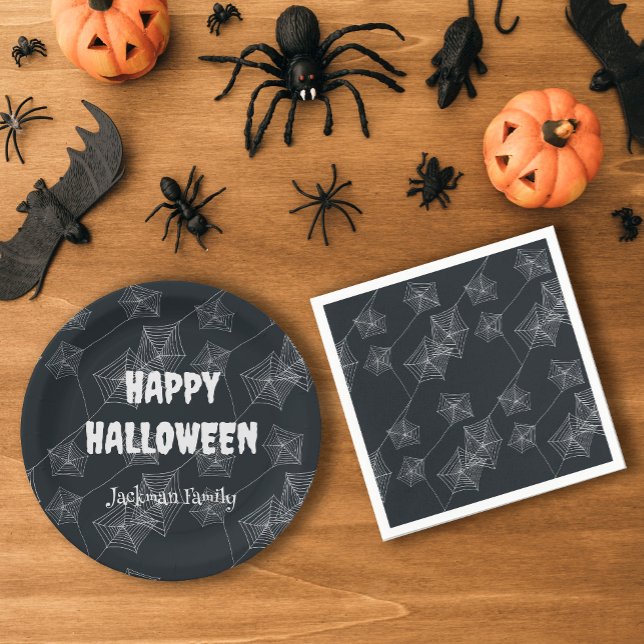 Guardanapo De Papel Teia de aranha preta, festa de Halloween (Black Spooky Halloween napkins)