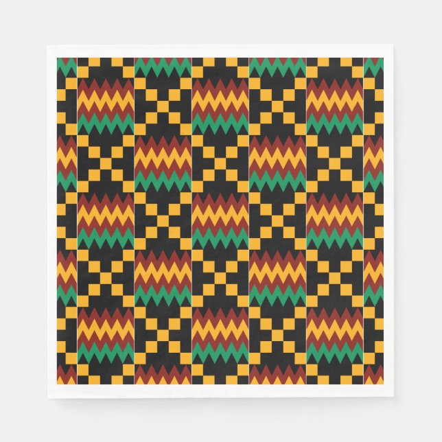 Guardanapo De Papel Tela do Kente Preta, Verde, Vermelha e Amarela (Frente)