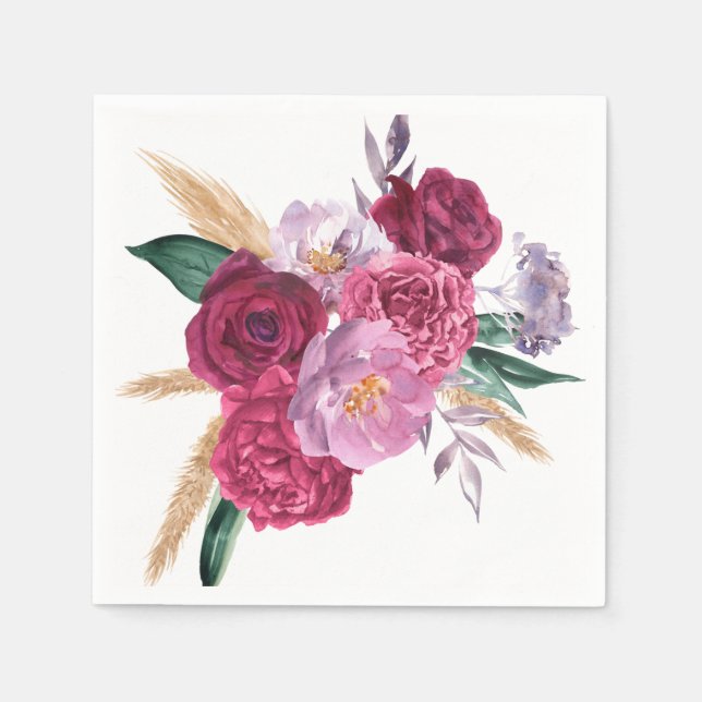 Guardanapo De Papel Tela Floral Pintada com Aquarela de Mão (Frente)