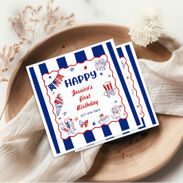Guardanapo De Papel Tema 4 De Julho Desenhado à Mão Aniversário