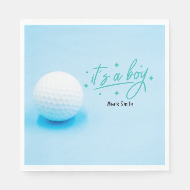 Guardanapo De Papel Tema azul Chá de fraldas Golfer (Frente)