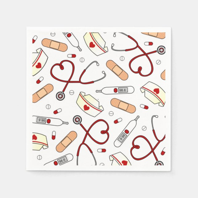 Guardanapo De Papel Tema da Enfermeira Napkins White (Frente)