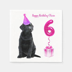 Guardanapo De Papel Tema Da Papoila De 6 Aniversário- Garota Rosa De C