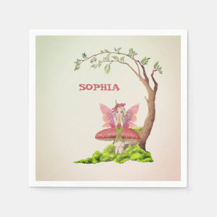 Guardanapo De Papel Tema das Fairies Bonito Aniversário Rosa Nápoles