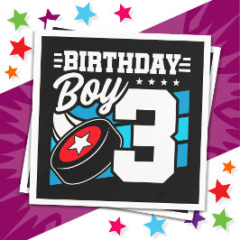 Guardanapo De Papel Tema de aniversário de 3 anos do Festa de Hóquei d