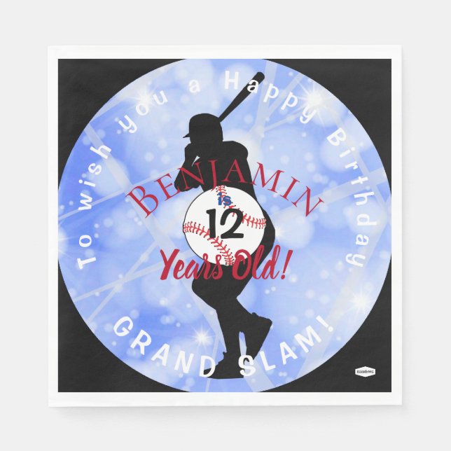 Guardanapo De Papel Tema de Baseball Aniversário Napkins HAMbyWG (Frente)