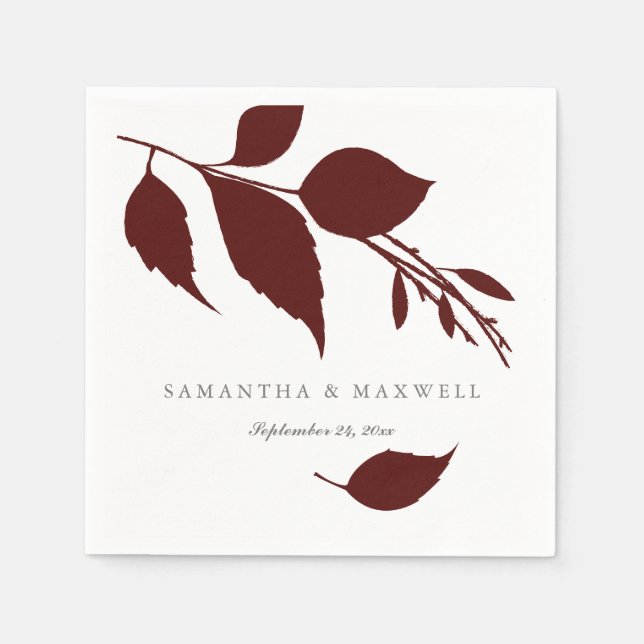 Guardanapo De Papel Tema de Casamento Burgundy Coquetel Personalizado  (Frente)