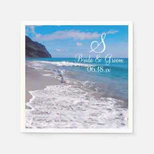 Guardanapo De Papel Tema de Casamento de Praia Monograma Data Noiva No