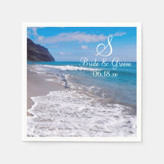 Guardanapo De Papel Tema de Casamento de Praia Monograma Data Noiva No