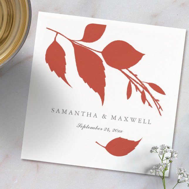 Guardanapo De Papel Tema de Casamento Laranja Queimado Cocktail Napkin (Orange wedding theme custom cocktail napkins by Victoria Grigaliunas Do Tell A Belle)