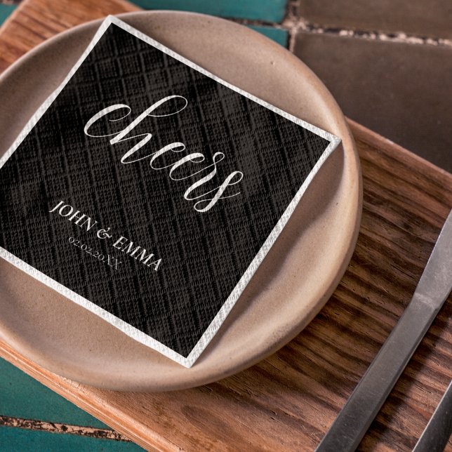 Guardanapo De Papel Tema de Casamento Preto e Branco Elegante (Even your napkins can match your wedding theme)