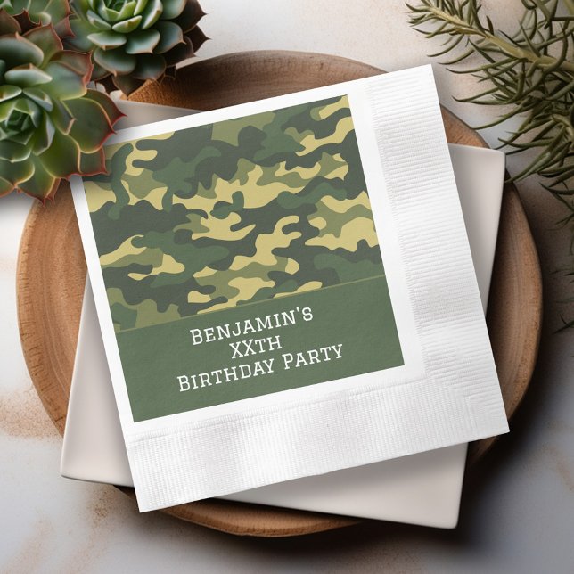 Guardanapo De Papel Tema de Festa de aniversário de camuflagem militar (Personalized Birthday Napkins)