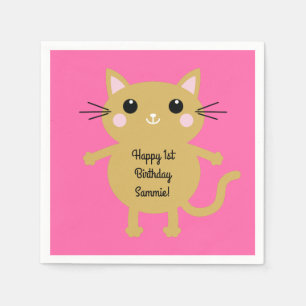 Guardanapo De Papel Tema de Festa de aniversário do Gatinho Gato