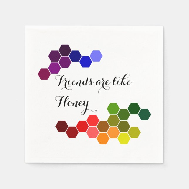 Guardanapo De Papel Tema De Mel Com Palavras Positivas (Frente)