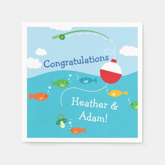 Guardanapo De Papel Tema de peixe Chá de fraldas de pesca para pescado (Frente)