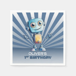 Guardanapo De Papel Tema de Robô Retrô 1º Aniversário