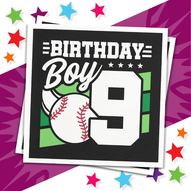 Guardanapo De Papel Tema do 9º Aniversário do Festa de Beisebol de 9 a (Criador carregado)