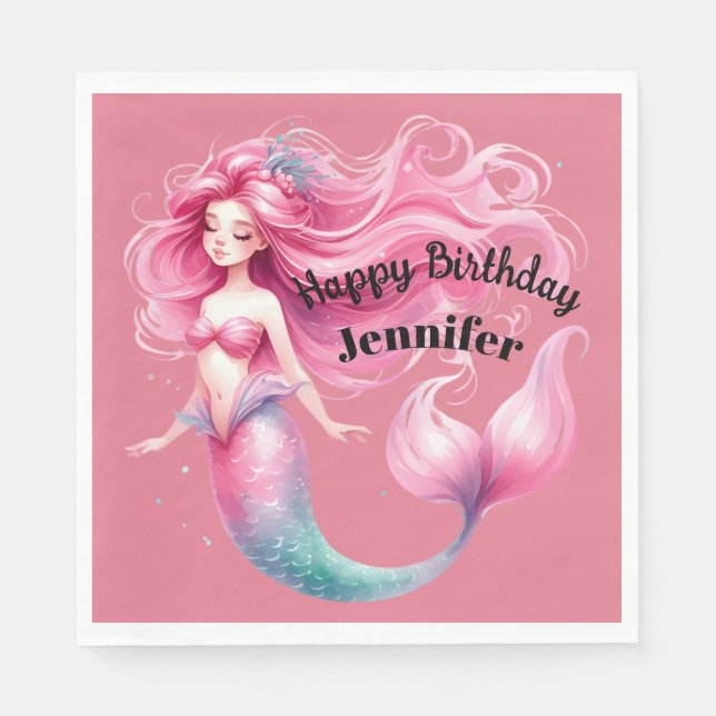Guardanapo De Papel Tema do Fairytale Mermaid Party (Frente)