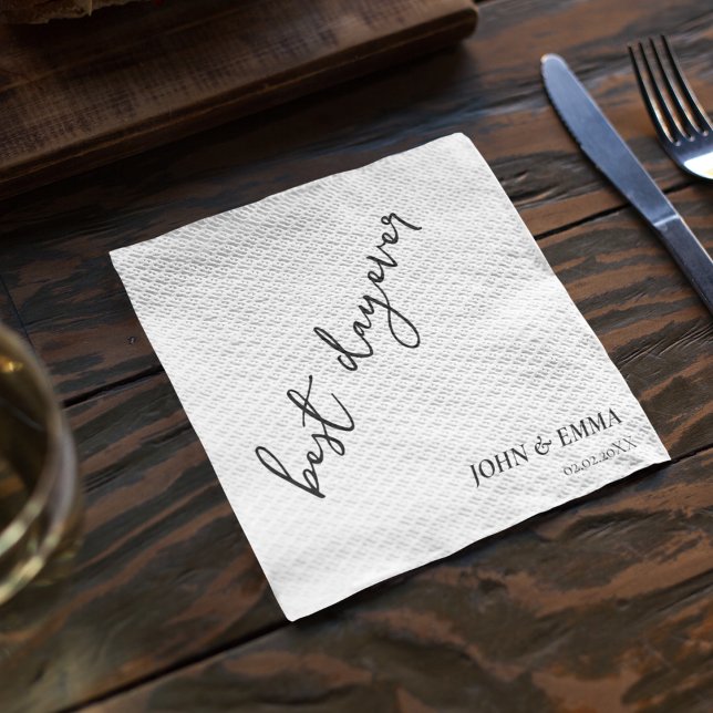 Guardanapo De Papel Tema Elegante de Casamento Negro e Branco (Even your wedding dinner napkin can match your theme)