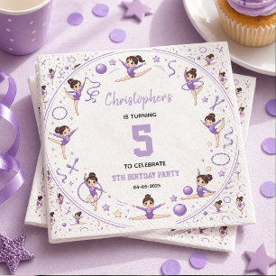 Guardanapo De Papel Tema Esportivo Fofo de Ginástica Rítmica Roxo