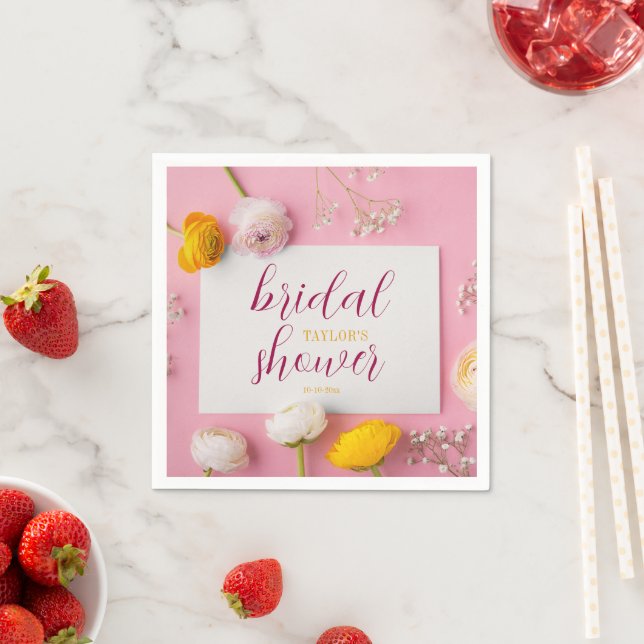 Guardanapo De Papel Tema Floral Rosa Chá de Noiva (Insitu)