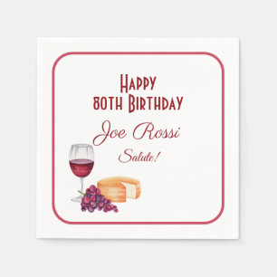 Guardanapo De Papel Tema Italiano 80 Birthday Napkin