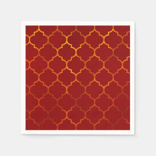 Guardanapo De Papel Tema Marroquino Árabe Indiano Real Ouro Vermelho F