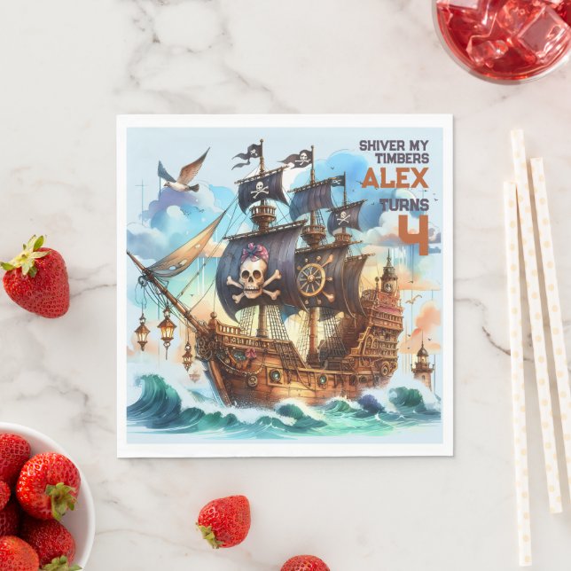 Guardanapo De Papel Tema Pirata Shiver My Timbers (Insitu)