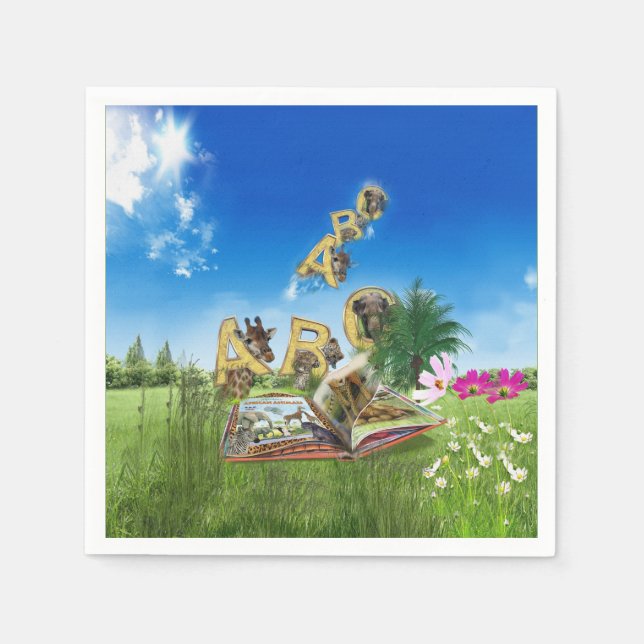 Guardanapo De Papel Temas do alfabeto ABC Capital. (Frente)