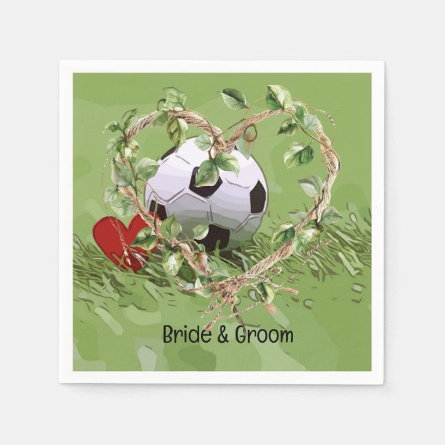 Guardanapo De Papel Temo do casamento da bola de futebol (Frente)