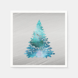 Guardanapo De Papel Tempestade Teal Silver Glitter Natal