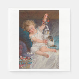 Guardanapo De Papel Tempo de Reprodução: Rapariga Brincando com seu Pe