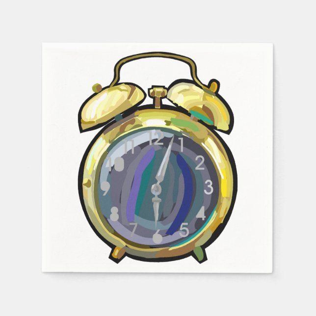 Guardanapo De Papel Tempo de retrocesso do relógio de alarme Dourado V (Frente)