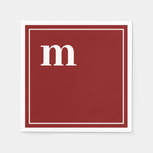 Guardanapo De Papel Tendência Bold Minúsculo Monograma Vermelho Garnet