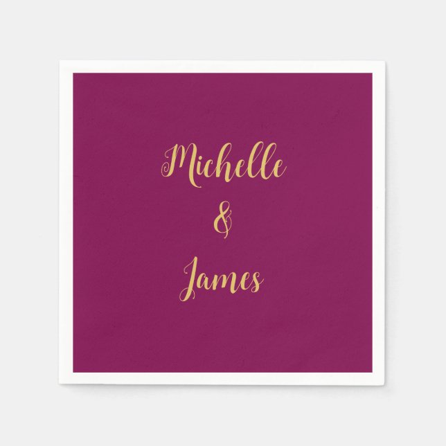 Guardanapo De Papel Tendência Profissional de Vinho e Douradas (Frente)