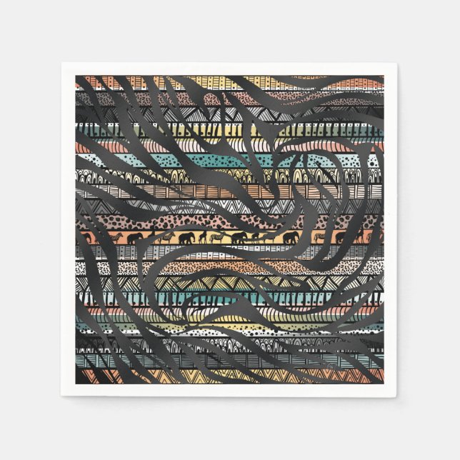 Guardanapo De Papel Tendência Tribal African Pattern Zebra Print (Frente)