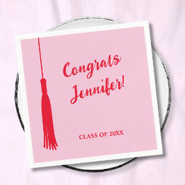 Guardanapo De Papel Tendy Pink & Red 2024 Formando Graduação de Tassel