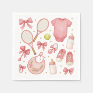 Guardanapo De Papel Tênis Baby Girl no tema Rosa com raquete
