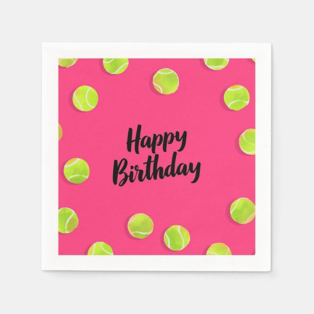 Guardanapo De Papel Tênis Feliz Aniversário com bolas (Frente)