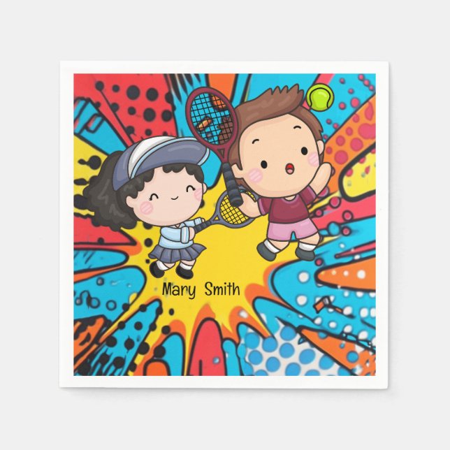 Guardanapo De Papel Tênis Kid Festa de aniversário Abstrato Fundo (Frente)