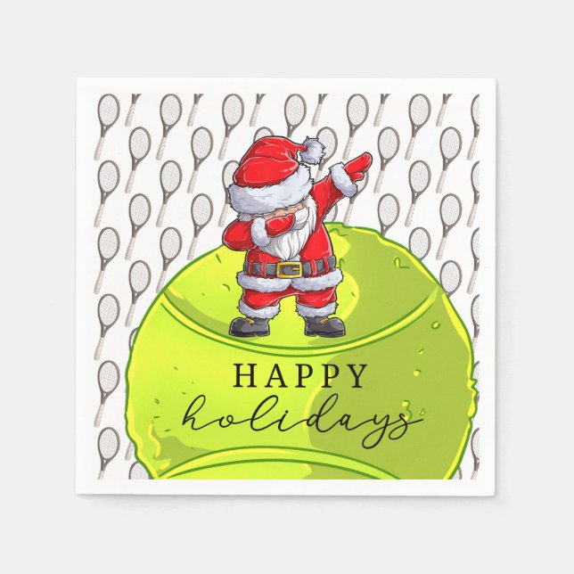 Guardanapo De Papel Tênis Natal com Ball e Racket com Papais noeis (Frente)