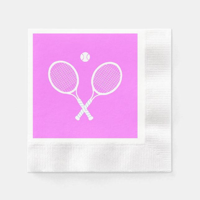 Guardanapo De Papel Tênis Rackets de Partido Rosa Profundo (Frente)