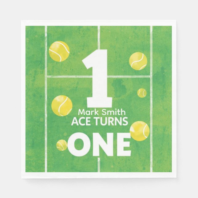 Guardanapo De Papel Tennis 1st Birthday on court (Frente)