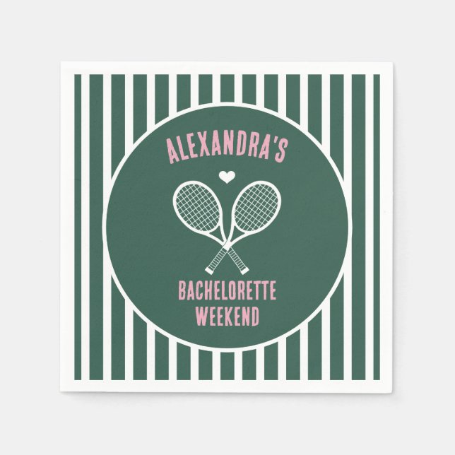 Guardanapo De Papel Tennis Bachelorette party preppy green (Frente)