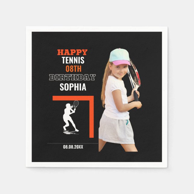 Guardanapo De Papel Tennis Birthday, Tennis Girl Player  (Frente)
