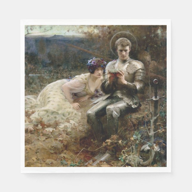 Guardanapo De Papel Tentação de Sir Percival (Cavaleiro Medieval) (Frente)