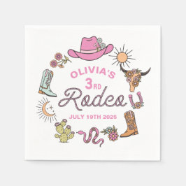 Guardanapo De Papel Terceiro Rodeio Pink Western Cowboy 3º Aniversário